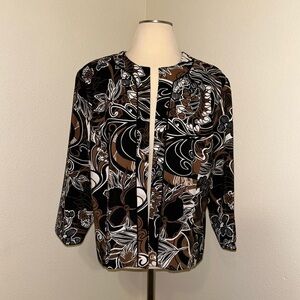 Dress Barn Jacket Blazer Brown Black 3/4 sleeve Size XL